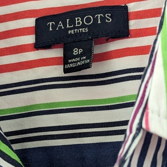 Talbots Petite Cotton Multi-color Button Down Striped Shirt, Size 8P - Picture 3 of 4